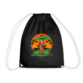 Shaolin Kid Kung Fu Martial Arts Buddhist Monk Med - Drawstring Bag - black - Front