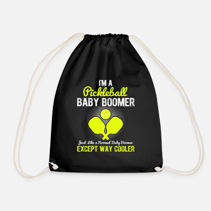 Baby Boomer Pickleball - Drawstring Bag - black