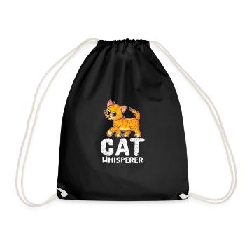 Funny Cat Lover Cat Whisperer Kitten Meow Cats - Drawstring Bag - black - Front