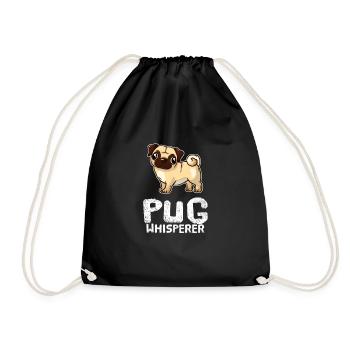 Funny Pug Lover Pug Whisperer Funny Dog Owner - Drawstring Bag - black - Front