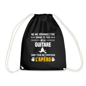 guitare rock ne dérangez pas sauf apéro - Sac de sport léger - noir - Devant