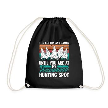 Artifact Collector Funny Arrowhead Hunting Spot - Drawstring Bag - black - Front