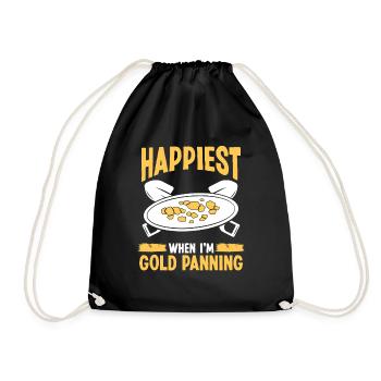Gold Panner Happiest when Im Panning MinerGold Pan - Drawstring Bag - black - Front