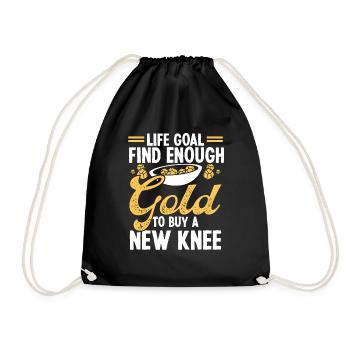 Gold Prospector Knee Injury Replacement Miner - Drawstring Bag - black - Front