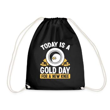 Gold Knee Injury Surgery Replacement Panner - Drawstring Bag - black - Front