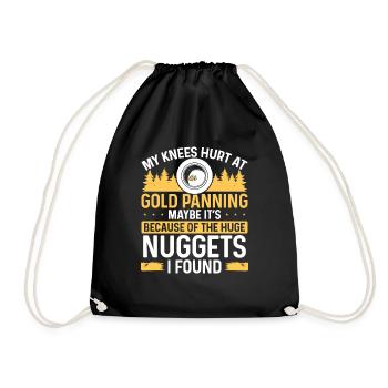 Gold Panner Knee Injury Pain Replacement Miner - Drawstring Bag - black - Front