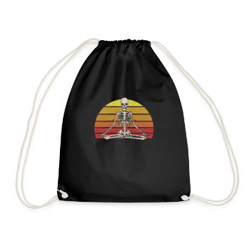 Fan de méditation de fête d'Halloween drôle de squelette de yoga - Sac de sport léger - noir - Devant