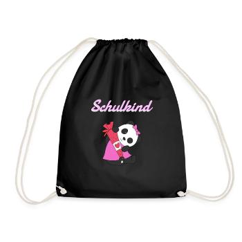 Schulkind Panda Mädchen Einschulung 1.Klasse - Turnbeutel - Schwarz - Vorne