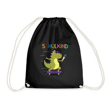 SCHULKIND TRex Dinosaurier Einschulung Junge - Turnbeutel - Schwarz - Vorne