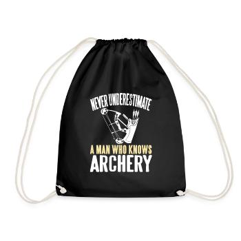 Never Underestimate A Man Who Knows Archery - Turnbeutel - Schwarz - Vorne