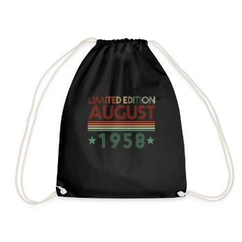 64th birthday August born 1958 Gift idea - Drawstring Bag - black - Front