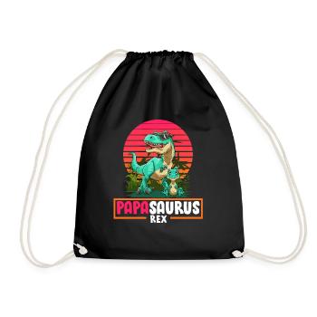 Papasaurus Rex Vater Tochter Sohn Kind Dinosaurier - Turnbeutel - Schwarz - Vorne