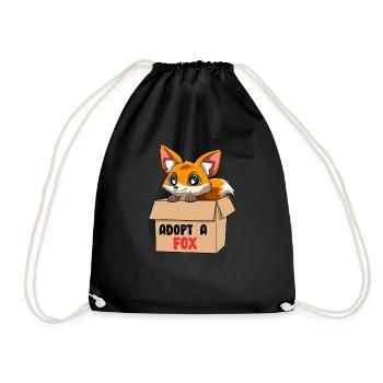 Adoptiere einen Fuchs - Manga Kawaii Niedliches - Turnbeutel - Schwarz - Vorne