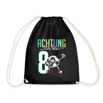 Zum 8. Geburtstag 8 Jahre Fussball Junge Mädchen - Turnbeutel - Schwarz - Vorne