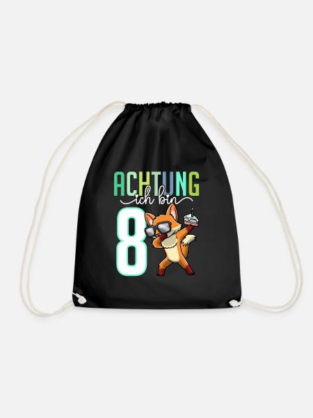 Zum 8. Geburtstag 8 Jahre Fuchs Junge Mädchen - Turnbeutel - Schwarz