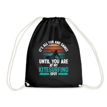 Kiteboarder all Fun and Games Kitesurfer Spot Kite - Drawstring Bag - black - Front