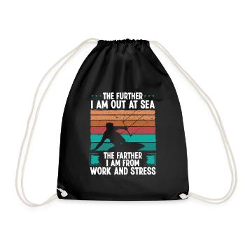 Kitesurfer Further out at Sea Humor Kitebaorder - Drawstring Bag - black - Front