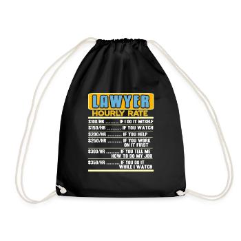 Funny Hourly Rate Of A Lawyer T-Shirt Present Gift - Drawstring Bag - black - Front