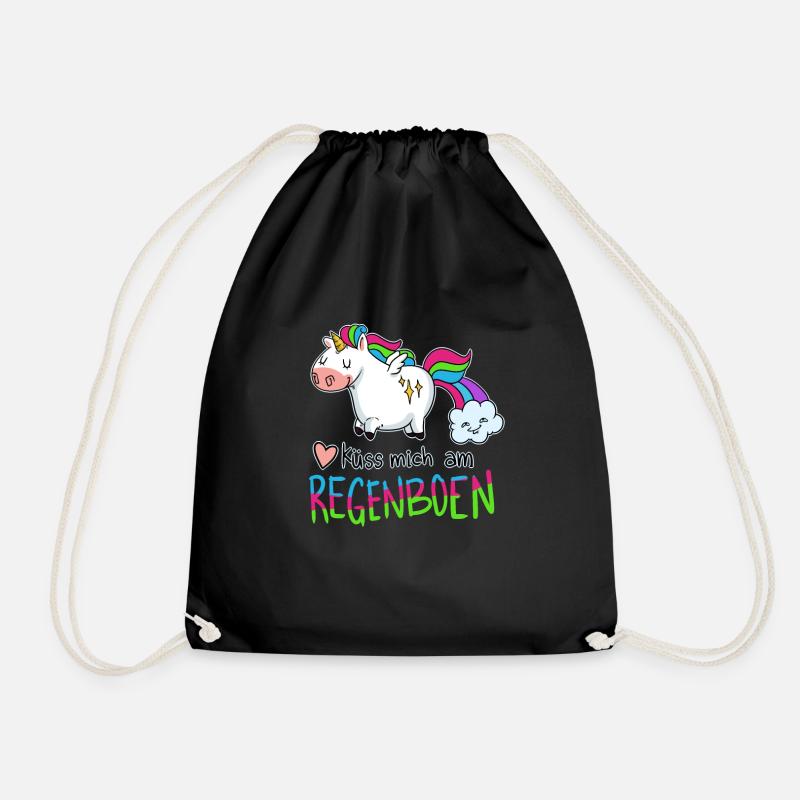 Lustiges Küss Mich Am Regenbogen - Turnbeutel - Schwarz