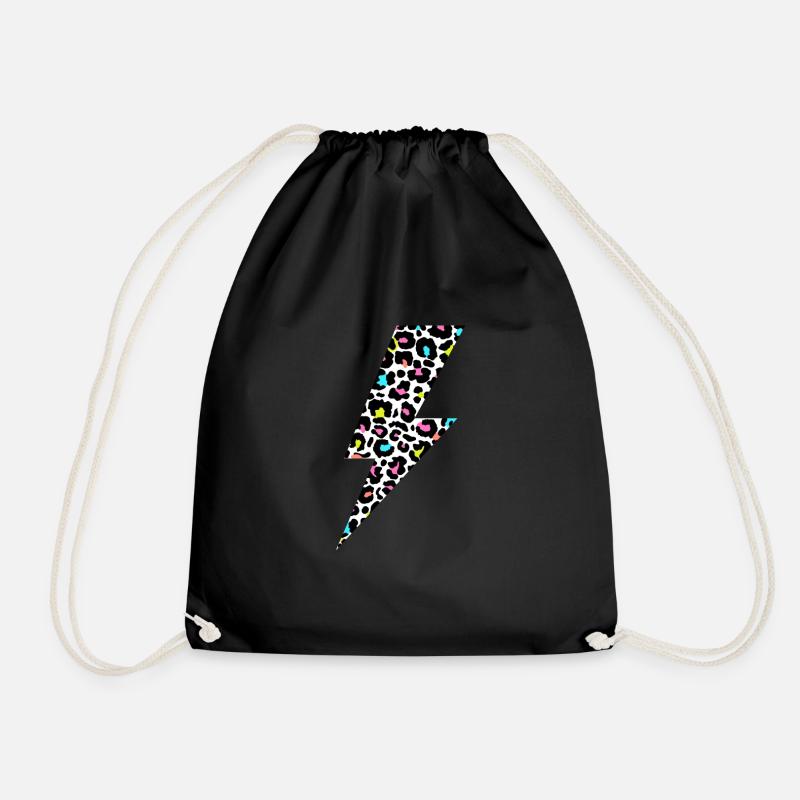Leopard Lightning bolt, Leopard Print, Leopard Lov - Turnbeutel - Schwarz