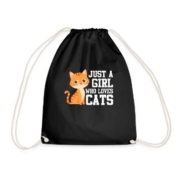 Just A Girl Who Loves Cats Katze - Turnbeutel - Schwarz - Vorne