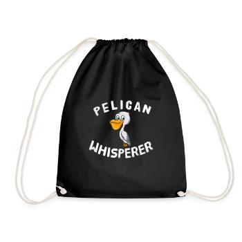 Funny Pelican Lover Pelican Whisperer Bird Nerd - Drawstring Bag - black - Front
