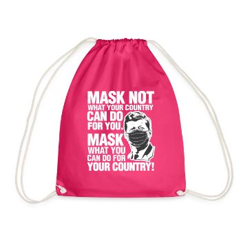 JFK Mask Not What Your Country Can Do John Kennedy - Drawstring Bag - fuchsia - Front