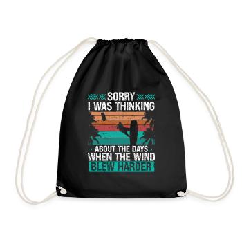 Kitesurfer Sorry I was thinking Humor Kiteboarder - Drawstring Bag - black - Front
