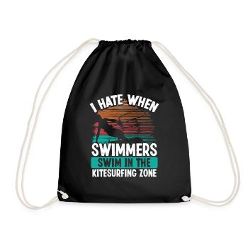 Kiteboarder Funny I hate Swimmers Sarcastic Humor - Turnbeutel - Schwarz - Vorne