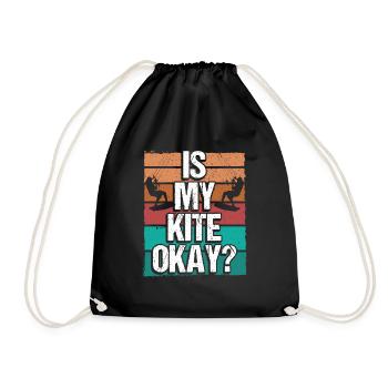 Kitesurfer Funny Is my Kite okay Humor Kiteboarder - Drawstring Bag - black - Front