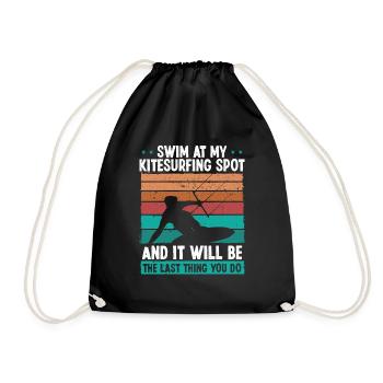 Kiteboarder Humor Wind Kitesurfing Funny Kitesurf - Drawstring Bag - black - Front