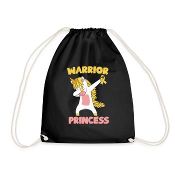 Childhood Cancer Awareness Shirt Unicorn Warrior - Drawstring Bag - black - Front
