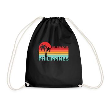 Vintage Urlaub Reise Malapascua Philippinen Asien - Turnbeutel - Schwarz - Vorne