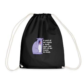 A part of me want to work cat - Drawstring Bag - black - Front