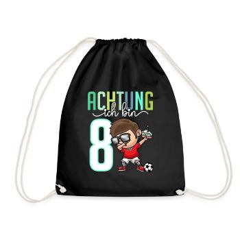 Zum 8. Geburtstag 8 Jahre Fussballer Junge Mädchen - Turnbeutel - Schwarz - Vorne