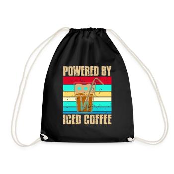Retro Vintage Powered By Iced Coffee Cool Tee - Turnbeutel - Schwarz - Vorne