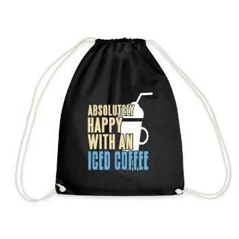 Absolutely Happy With An Iced Coffee Awesome - Drawstring Bag - black - Front