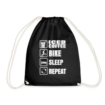 Iced Coffee Bike Sleep Repeat Funny T-Shirt - Turnbeutel - Schwarz - Vorne