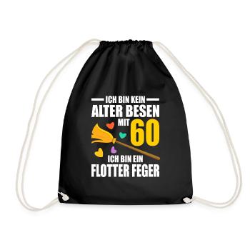 Alter Besen Junger Feger 60 Jahre 60. Geburtstag - Turnbeutel - Schwarz - Vorne