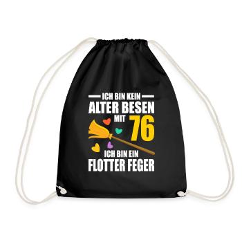 Alter Besen Junger Feger 76 Jahre 76. Geburtstag - Turnbeutel - Schwarz - Vorne