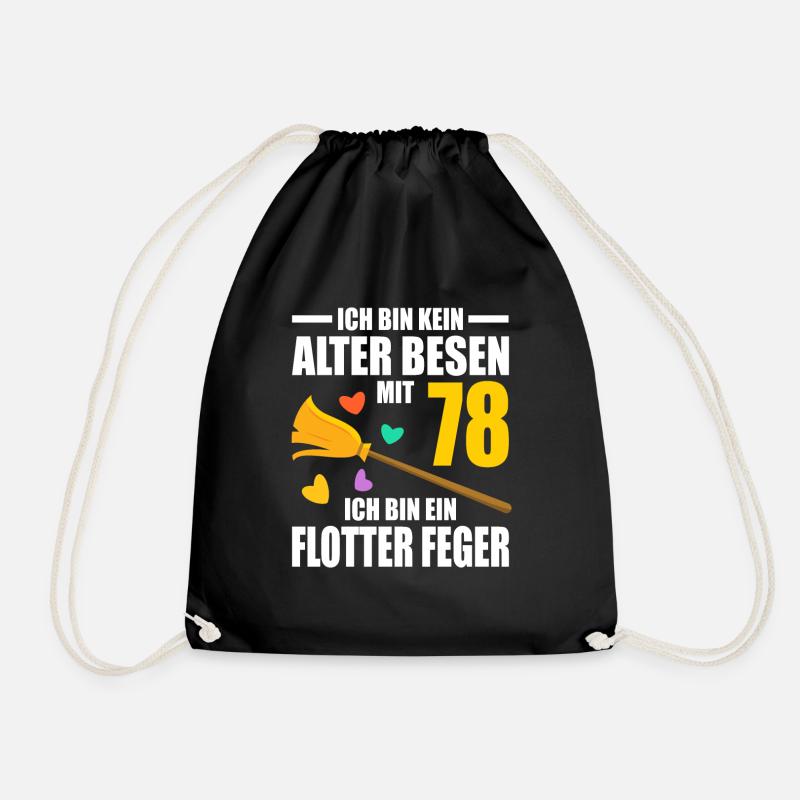 Alter Besen Junger Feger 78 Jahre 78. Geburtstag - Turnbeutel - Schwarz