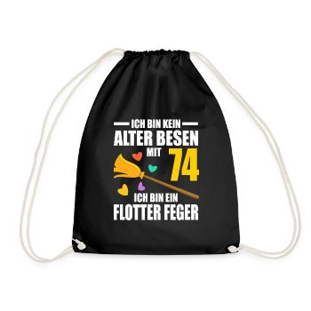 Alter Besen Junger Feger 74 Jahre 74. Geburtstag - Turnbeutel - Schwarz - Vorne