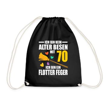 Alter Besen Junger Feger 70 Jahre 70. Geburtstag - Turnbeutel - Schwarz - Vorne