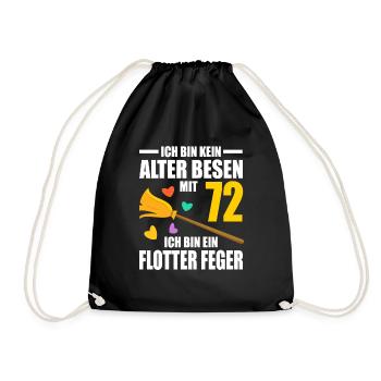 Alter Besen Junger Feger 72 Jahre 72. Geburtstag - Turnbeutel - Schwarz - Vorne