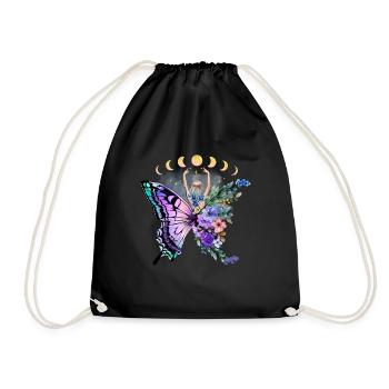 Butterfly Flower Floral Flowers Flowers - Drawstring Bag - black - Front