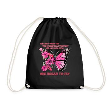 Butterfly Flower Floral Flowers Flowers - Drawstring Bag - black - Front