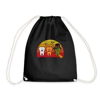 Teeth Ghost Pumpkin Witch Cute Dentist - Drawstring Bag - black - Front