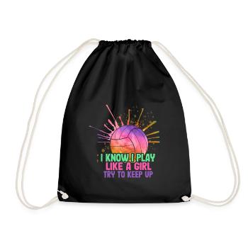 I know I play like a girl - Drawstring Bag - black - Front