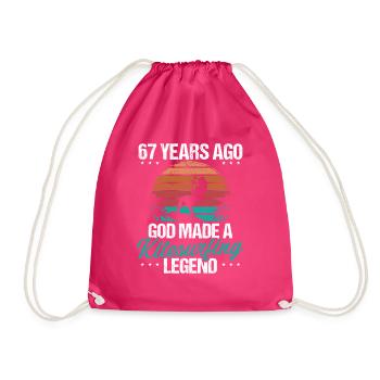 67 Birthday Kitesurf Legend Kiteboard 67 Year Old - Drawstring Bag - fuchsia - Front