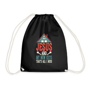 Jesus Und Meine Neuen Schlüssel Ist Alles Was Ich - Turnbeutel - Schwarz - Vorne